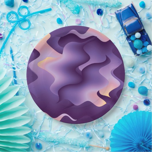 Lila Wellen Pappteller (Party)