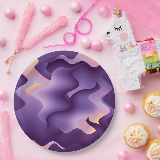 Lila Wellen Pappteller (Party)