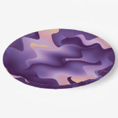 Lila Wellen Pappteller (Schrägansicht)