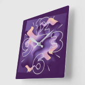 Lila Wellen Quadratische Wanduhr (Winkel)