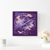 Lila Wellen Quadratische Wanduhr (Zuhause)