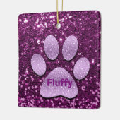 Lila Welpe Paw Lila Imitate Glitzer Keramikornament (Links)