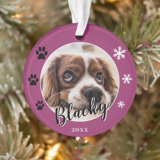 Lila Welpenhund Foto Weihnachtskuchen Ornament (Baum)