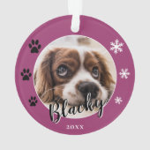 Lila Welpenhund Foto Weihnachtskuchen Ornament (Rückseite)