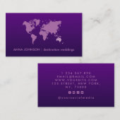 Lila Weltkarte Agent Hochzeit Visitenkarte (Vorne/Hinten)