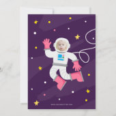 Lila Weltraum Geburtstag Einladung mit Foto (Rückseite)