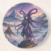 Lila Weltraum Octopus Sandstone Untersetzer (Vorne)