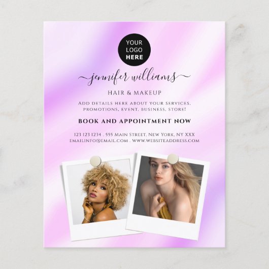Lila Werbeaktion für elegante Logo-Fotos Flyer (Vorne)