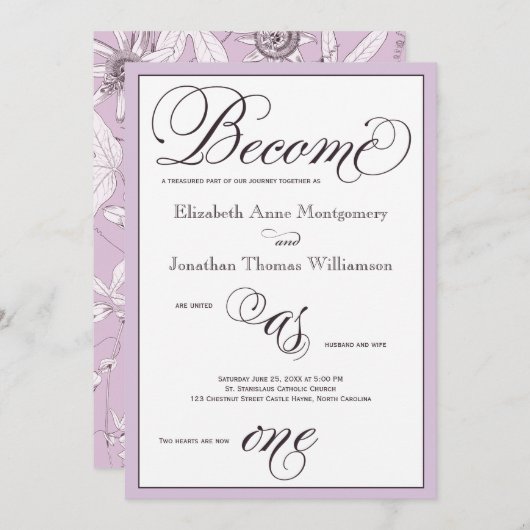 Lila werden als eine Christliche Einladung zur Hoc (Vorne/Hinten)