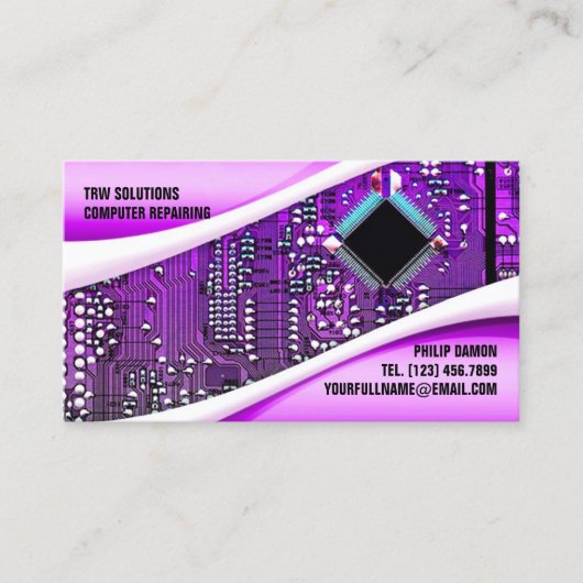 Lila Werkstattkarte Visitenkarte (Vorderseite)