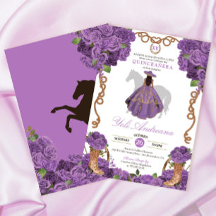 Lila Western Charro Vestidos Quinceñera Einladung
