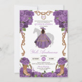 Lila Western Charro Vestidos Quinceñera Einladung (Vorderseite)