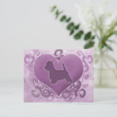 Lila Westie Valentine Feiertagspostkarte (Stehend Vorderseite)