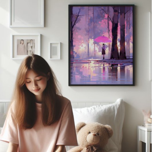 Lila Wetter Anime Impressionismus Fotodruck