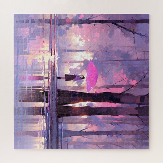 Lila Wetter Anime Impressionismus Puzzle (Horizontal)
