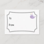 Lila Whale Accent Display Baby Showkarte Begleitkarte (Rückseite)