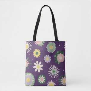 Lila Whimsical Blumenmuster-Tasche Tasche