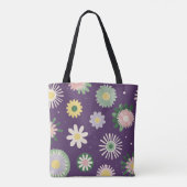 Lila Whimsical Blumenmuster-Tasche Tasche (Rückseite)