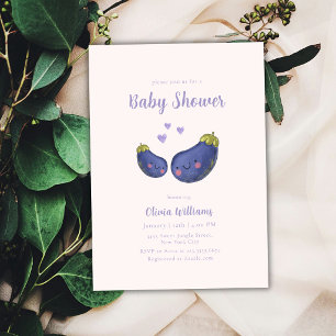 Lila Whimsical Herz Aubergine Baby Shower Einladung