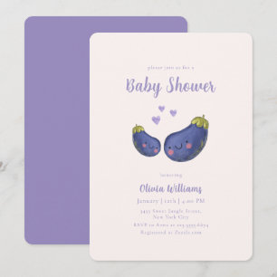 Lila Whimsical Herz Aubergine Baby Shower Einladung