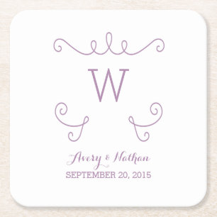 Lila Whimsical-Untersetzer für Monogramm-Papiere G Rechteckiger Pappuntersetzer