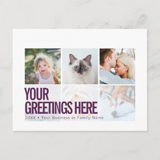 Lila White 6 Fotos Moderne Universelle Grüße Postkarte (Vorderseite)