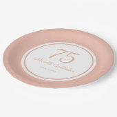 Lila White 75. Geburtstag Pappteller (Schrägansicht)