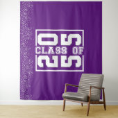Lila White Abschluss Class of Sporty Typografy Wandteppich (Beispiel)