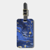 Lila White Agate Marble Abstrakt Midnight Blue Gepäckanhänger (Vorderseite vertikal)