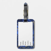 Lila White Agate Marble Abstrakt Midnight Blue Gepäckanhänger (Rückseite vertikal)