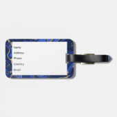Lila White Agate Marble Abstrakt Midnight Blue Gepäckanhänger (Rückseite horizontal)