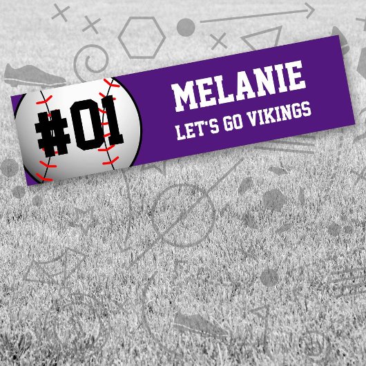 Lila White Baseball Team Autoaufkleber