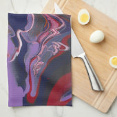 Lila White Blue Orange Abstrakt Geschirrtuch (Viertel Falte)