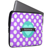 Lila White Blue Polka Dot Muster Laptopschutzhülle (Vorne Rechts)