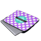Lila White Blue Polka Dot Muster Laptopschutzhülle (Vorne Knopf)