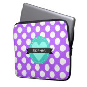 Lila White Blue Polka Dot Muster Laptopschutzhülle (Vorderseite Links)
