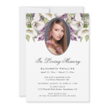 Lila White Calla Lilies Foto-Gedenkservice