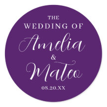 Lila White Calligraphy Wedding Umschlag Aufkleber