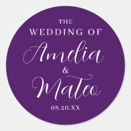 Lila White Calligraphy Wedding Umschlag Aufkleber
