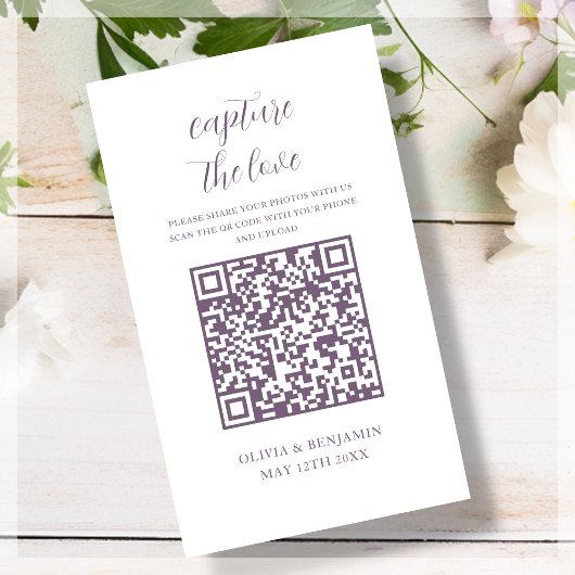 Lila | White Capture the Liebe QR Code Begleitkarte