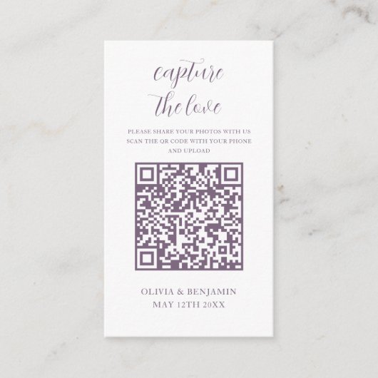 Lila | White Capture the Liebe QR Code Begleitkarte (Vorderseite)