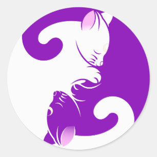 Lila White Cat Kitten Yin Yang Sticker