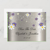 Lila White Daisises Wirbel auf Silver Rettete die  Ankündigungspostkarte (Vorne/Hinten)