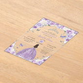 Lila White Floral Princess Quinceañera XV 16 Acryleinladungen (Ablage )