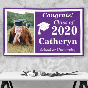 Lila White Foto Class 2020 Abschluss Banner