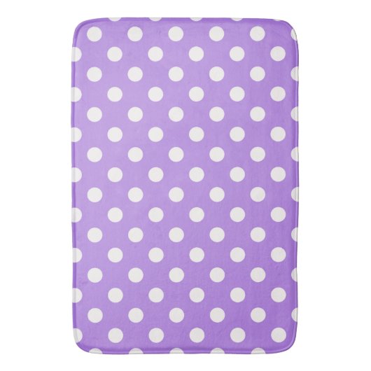 Lila- & White Fun Polka Dots Dot Badematte (Vorderseite Vertikal)