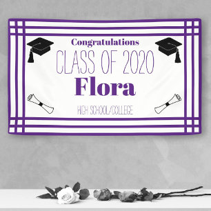 Lila White Geometric Graduation Party Banner