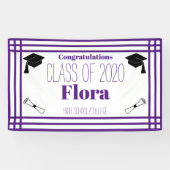 Lila White Geometric Graduation Party Banner (Horizontal)