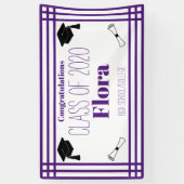 Lila White Geometric Graduation Party Banner (Vertikal)
