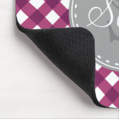 Lila White Gingham Kariert Pattern Monogramm Mousepad (Ecke)